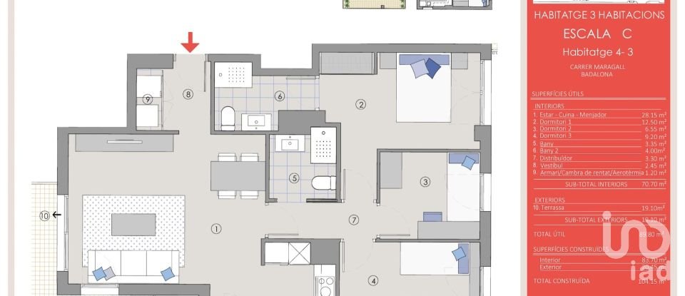 Piso 3 habitaciones de 105 m² en Badalona (08912)