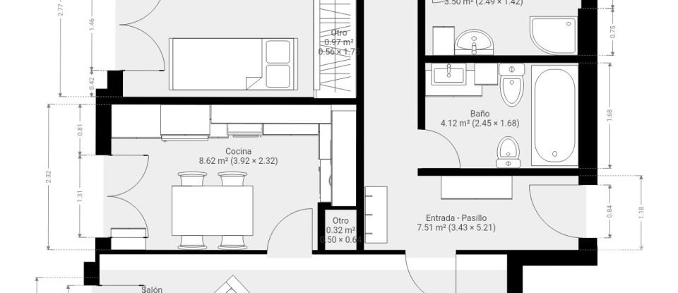 Piso 3 habitaciones de 100 m² en Dena (36967)