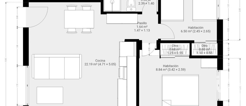 Pis 2 habitacions de 83 m² a Noalla (36990)