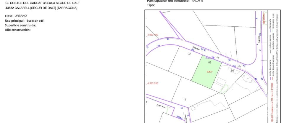 Terreno de 638 m² en Segur de Calafell (43882)