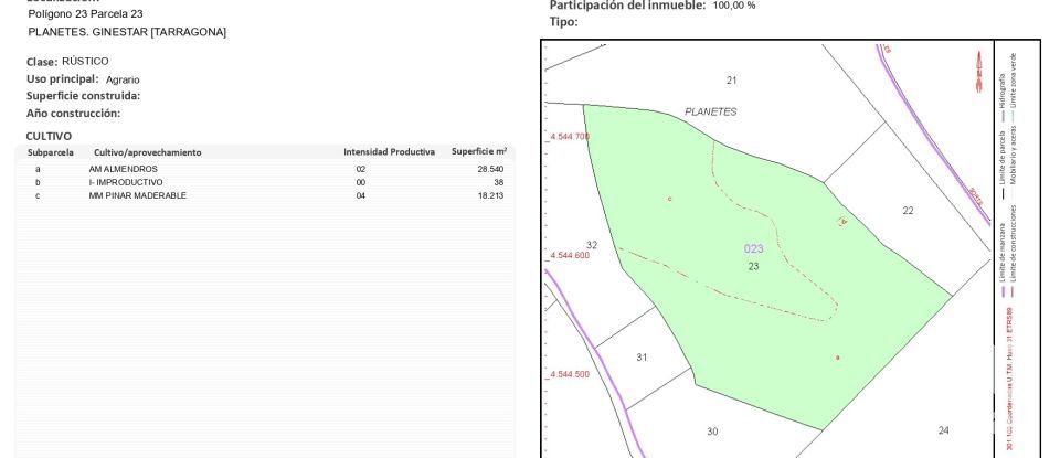 Land of 46,791 m² in Ginestar (43748)