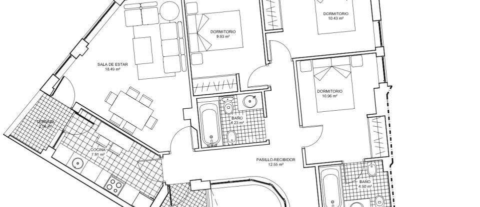 Appartement 3 chambres de 88 m² à Salinas (33405)