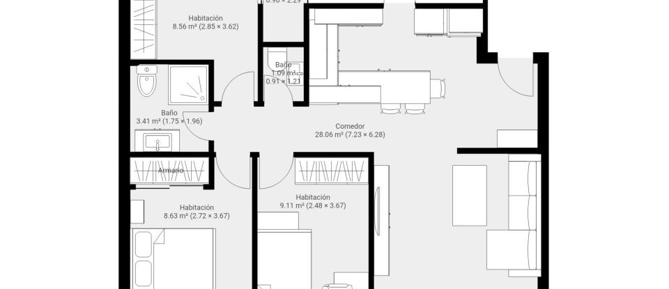 Piso 3 habitaciones de 88 m² en Aren (36992)