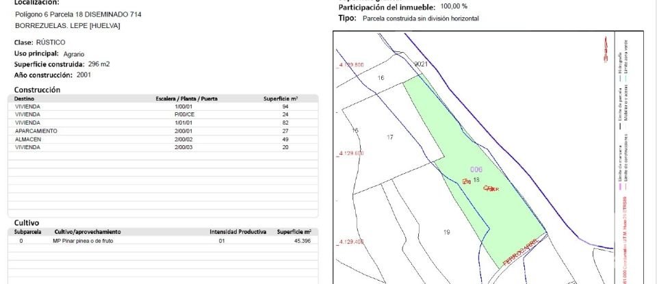 Hacienda / Cortijo 8 habitaciones de 296 m² en Lepe (21440)