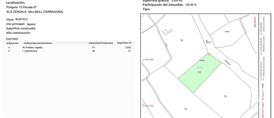 Land of 3,524 m² in Vallmoll (43144)