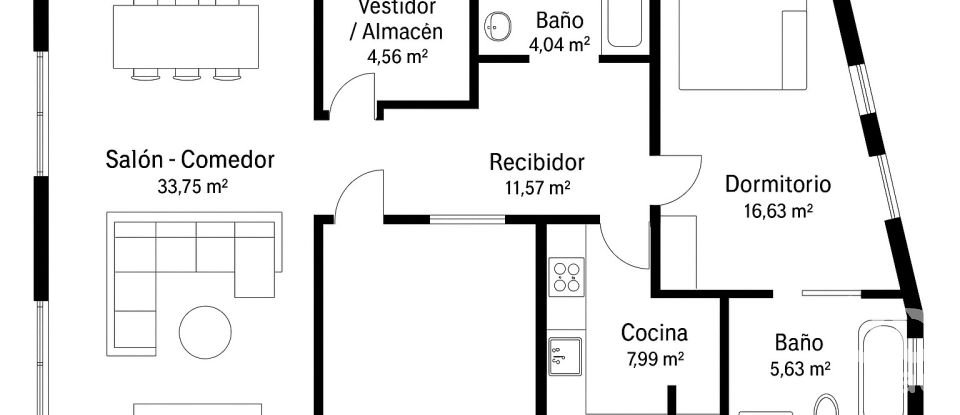 Pis 1 habitació de 90 m² a Barcelona (08001)
