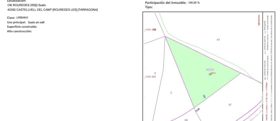 Land of 2,462 m² in Castellvell del Camp (43392)
