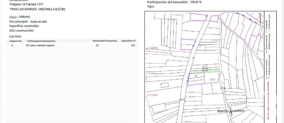 Terreno urbano de 1.035 m² en Vilecha (24192)