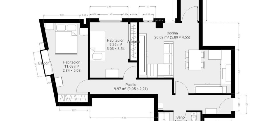 Piso 2 habitaciones de 77 m² en Aios (36990)