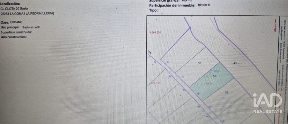 Building plot of 765 m² in La Coma (25284)