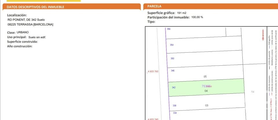 Building plot of 191 m² in Terrassa (08225)