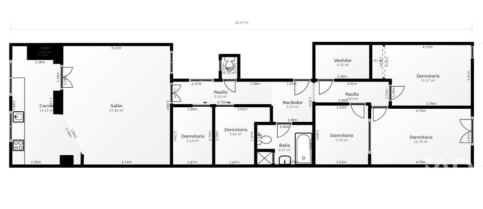 Piso 4 habitaciones de 121 m² en Barcelona (08012)